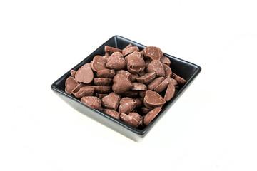 Brown candy heart shaped milk chocolate chip pieces