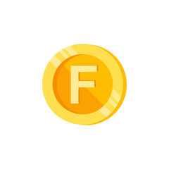 F, letter, coin color icon. Element of color finance signs. Premium quality graphic design icon. Signs and symbols collection icon for websites, web design