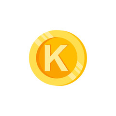 K, letter, coin color icon. Element of color finance signs. Premium quality graphic design icon. Signs and symbols collection icon for websites, web design