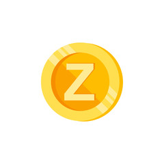 Z, letter, coin color icon. Element of color finance signs. Premium quality graphic design icon. Signs and symbols collection icon for websites, web design