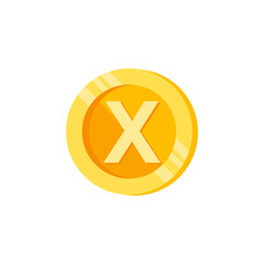 X, letter, coin color icon. Element of color finance signs. Premium quality graphic design icon. Signs and symbols collection icon for websites, web design