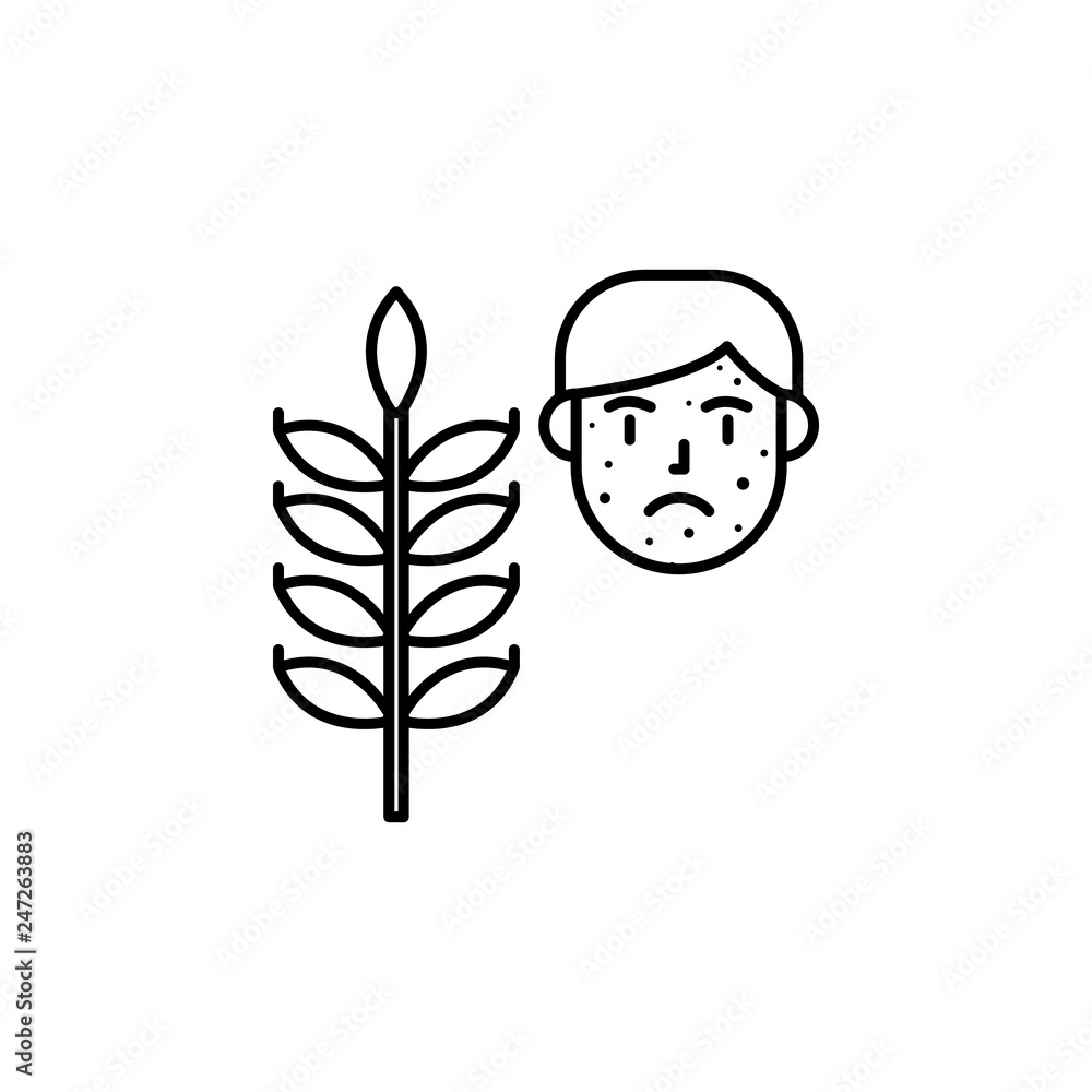 Poster gluten, allergic face icon. element of problems with allergies icon. thin line icon for website desi