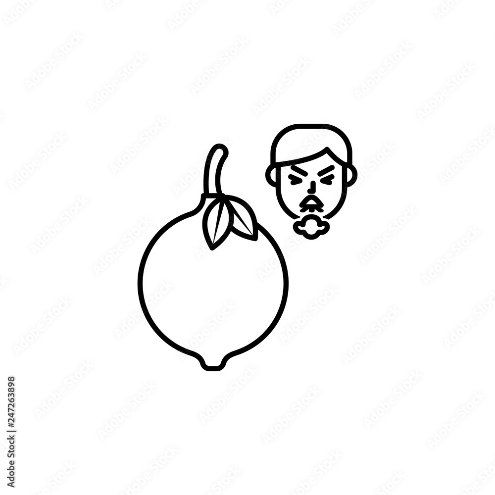 Poster citrus, lemon, allergic face icon. element of problems with allergies icon. thin line icon for websi