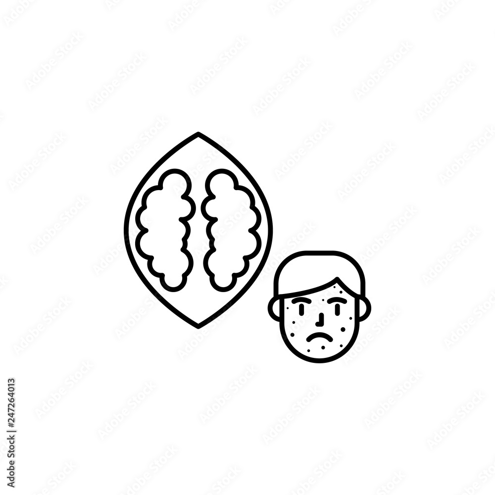 Poster nut, allergic face icon. element of problems with allergies icon. thin line icon for website design 