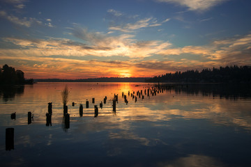 sunset on lake
