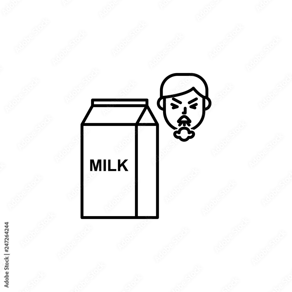 Poster milk, allergic face icon. element of problems with allergies icon. thin line icon for website design