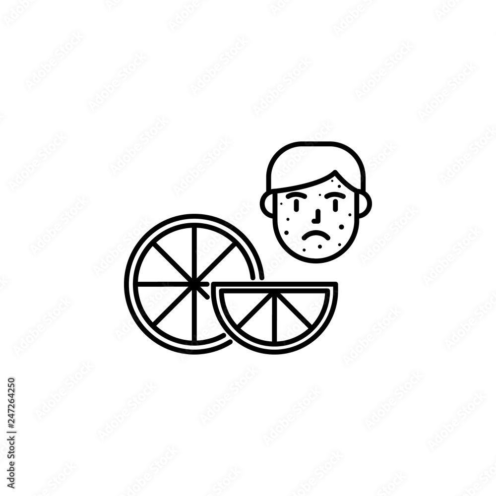 Poster orange, allergic face icon. element of problems with allergies icon. thin line icon for website desi