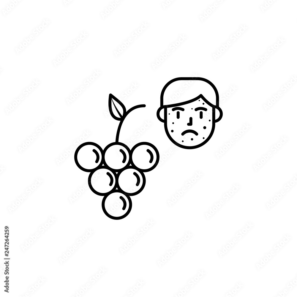Poster grape, allergic face icon. element of problems with allergies icon. thin line icon for website desig
