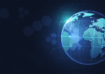 Global network connection. World map point and line composition concept of global business. Vector Illustration