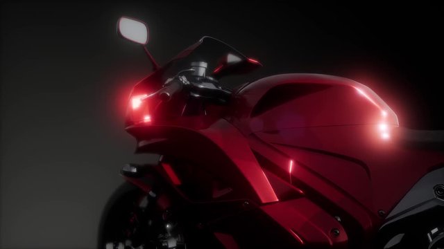 moto sport bike in dark studio with bright lights