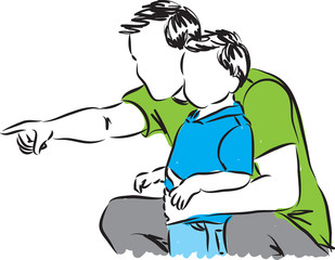 father and little boy illustration