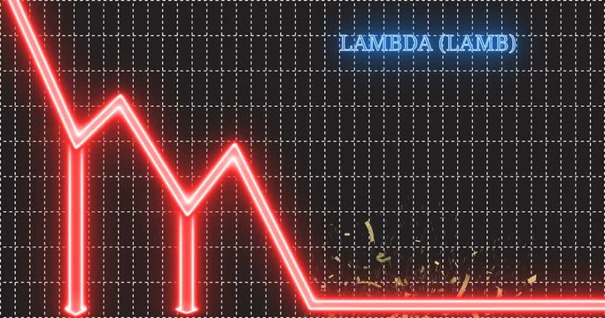 Lambda (LAMB) cryptocurrency coin jumps down the arrow of the trend and shatters
