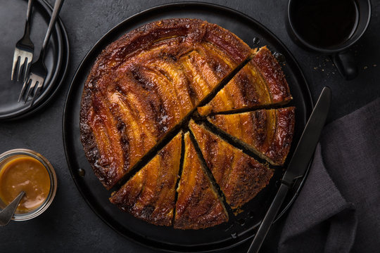 Upside Down Banana Caramel Cake