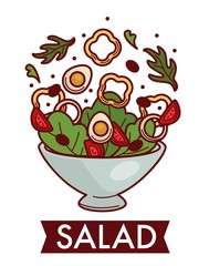Salad dish cooking food ingredients vegetables and eggs