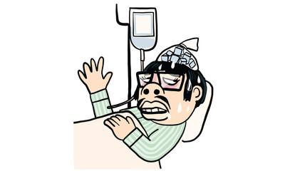 man wear white suite cartoon in action, vector