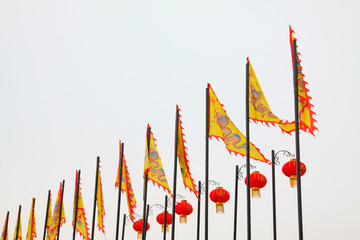 Flags and red lanterns