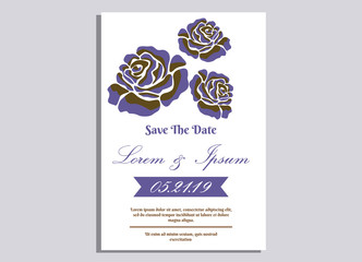 weeding invitation 10, romantic style with rose flower  and monstera background