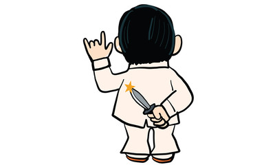 man wear white suite cartoon in action, vector