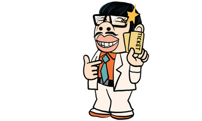 man wear white suite cartoon in action, vector