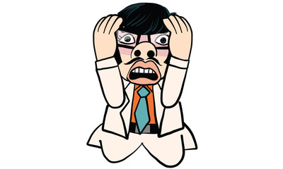 man wear white suite cartoon in action, vector