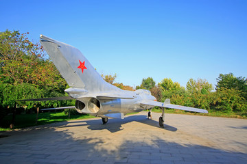 Chinese air retired fighter jets in a park