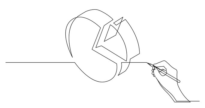 Hand Drawing Business Concept Sketch Of 3D Pie Chart