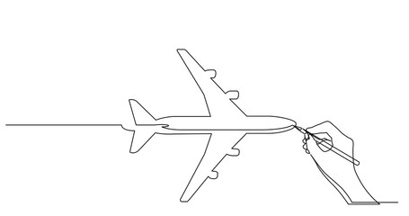 hand drawing business concept sketch of passenger airplane