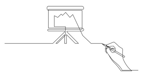 hand drawing business concept sketch of presentation board with falling diagram