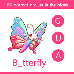 write the missing word butterfly