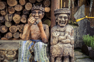 Indigenous wooden statues at Formosan Aboriginal Culture Village.