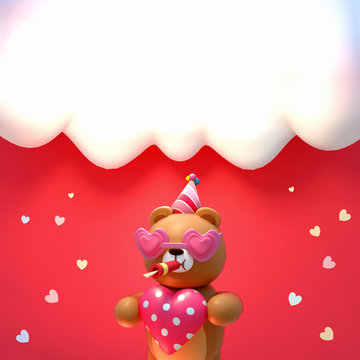 3d,render,frame,red,copy space,banner,board,melt,cream,birthday,hugging,gift,happy,face,game,play,doll,cartoon,holiday,romantic,pink,14,february,valentines,comedy,cute,kawaii,humor,toy,beart,chocolate