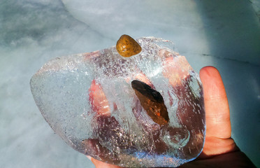 ice crystal in hands