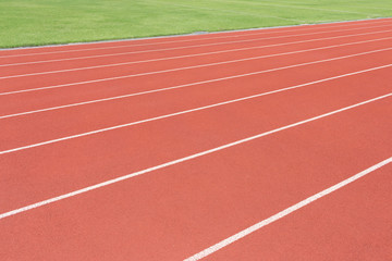 The white track number on Synthetic Rubber Treadmill, Start point of run competition go to finish