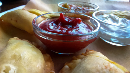 french fries with tomato ketchup