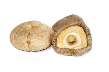 Image of Dried shiitake mushrooms isolated on white background. Food.