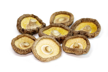 Image of Dried shiitake mushrooms isolated on white background. Food.