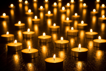 Candles on Dark Background for Thanksgiving, Valentines Day, Happy Birthday, Memorials, Festive, Christmas and Romance