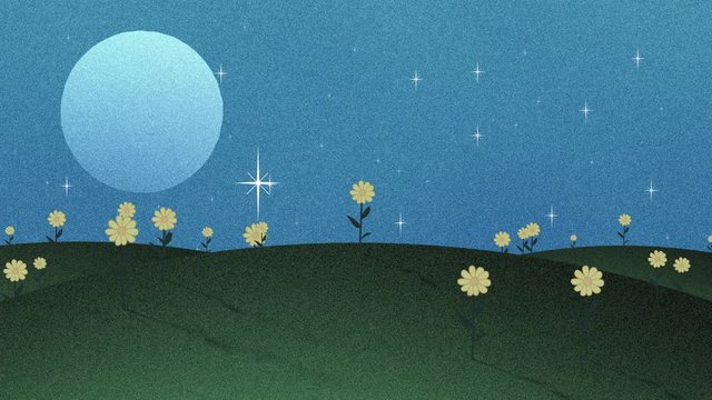 Full Moon Stars and Flowers in Paper cut Animation