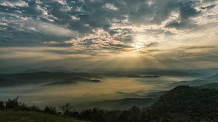 Fototapeta na wymiar The light a beautiful natural beauty on mountain Doi Samer-Dao in Nan Province, Thailand - Image