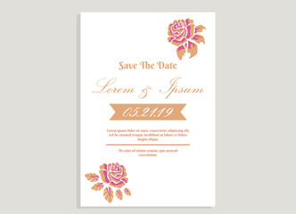 weeding invitation 10, romantic style with rose flower  and monstera background