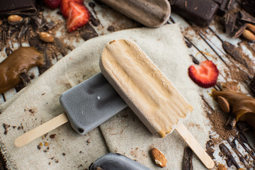 chocolate and caramel ice cream stick