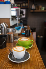 a cup of latte art coffee