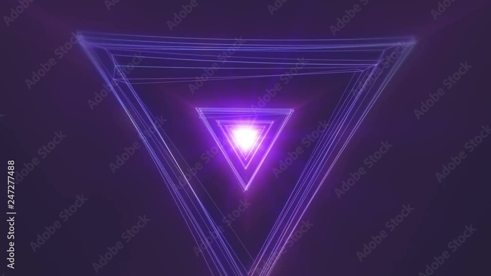 Poster 4k abstract technology neon lines tunnel. pink and violet dots construction. camera rotates and move