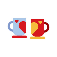 Obraz premium Couple mug cup illustration