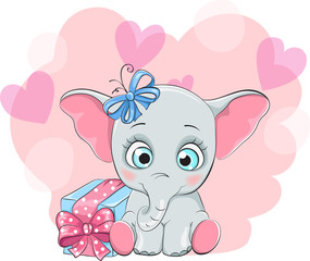 Greeting card with a happy elephant