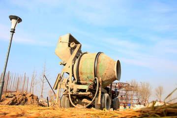 concrete mixer at the construction site