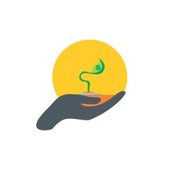 bud plant simple hand care logo vector