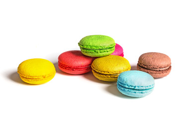 Colorful macaroons isolated on white background