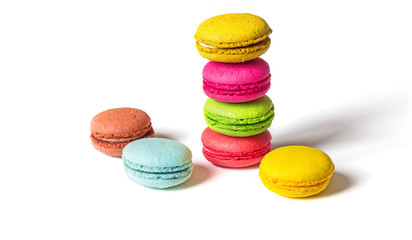 Colorful macaroons isolated on white background