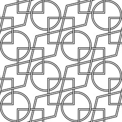 Geometric seamless pattern. Black design on white background